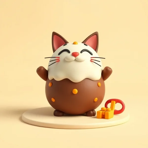 Satirische Illustration: Cat Pudding Christmas Card