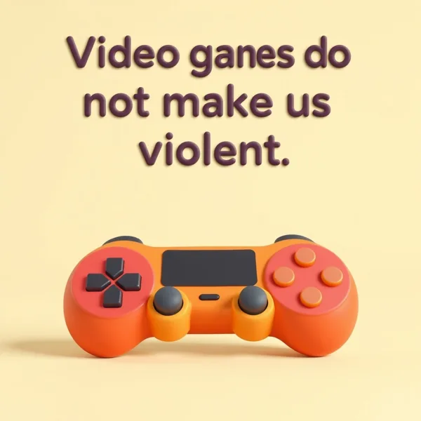 Satirische Illustration: Video games do not make us violent