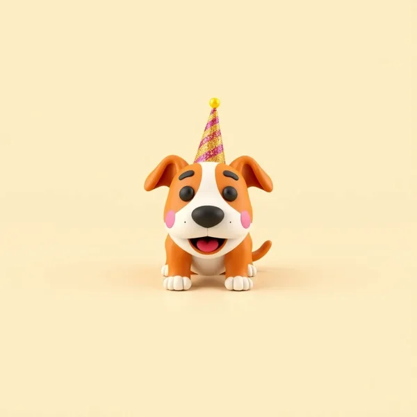 Satirische Illustration: Endless Dog Bark Birthday Card with Glitter – Prank Card