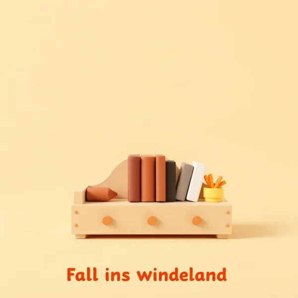 Satirische Illustration: Book Nook Holzbausatz – Fall ins Wunderland