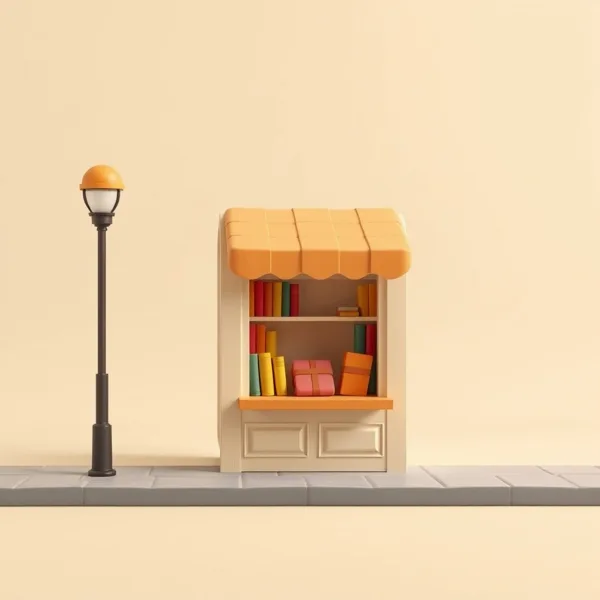 Satirische Illustration: Book Nook Holzbausatz – Street Scene