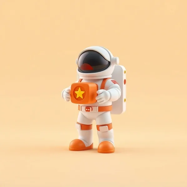 Satirische Illustration: Astronaut Laser Sternen Projektor
