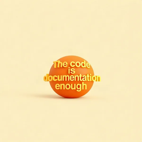 Satirische Illustration: The code is documentation enough