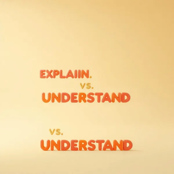 Satirische Illustration: EXPLAIN vs UNDERSTAND