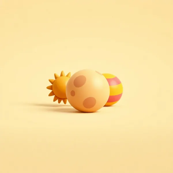 Satirische Illustration: Sonne, Mond und Erde Stressball-Set