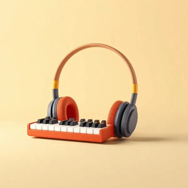 Satirische Illustration: Das Keyboard Holosonic Headsets