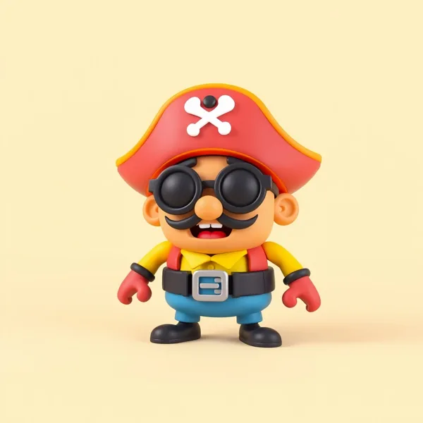 Satirische Illustration: Geek Button Pirate