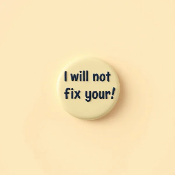 Satirische Illustration: Geek Button I Will Not Fix Your Computer