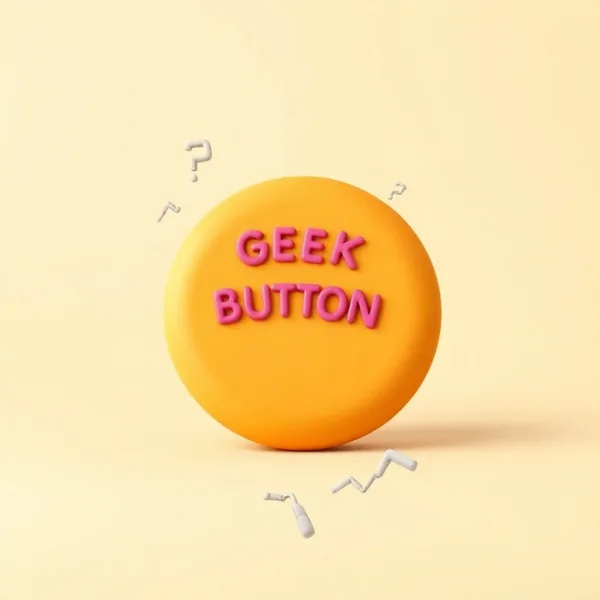Satirische Illustration: Geek Button Thinking