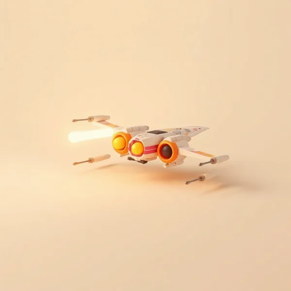 Satirische Illustration: Star Wars X-Wing Schreibtischlampe