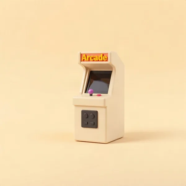Satirische Illustration: Retro Mini Arcade Maschine