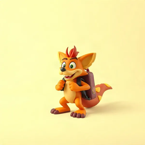 Satirische Illustration: Crash Bandicoot Rucksackanhänger
