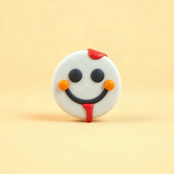 Satirische Illustration: Geek Button Bloody Smiley