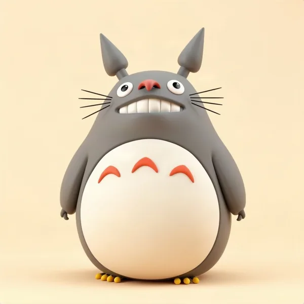 Satirische Illustration: Mein Nachbar Totoro Kuscheltier Brüllender Totoro