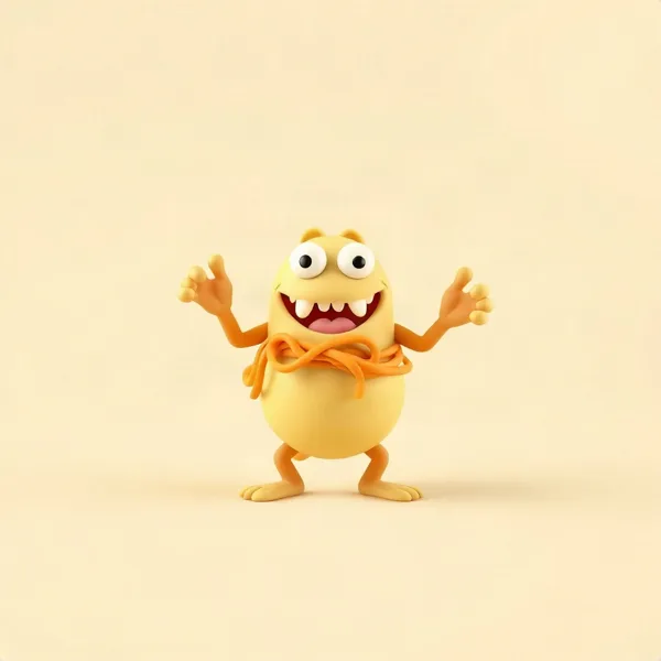 Satirische Illustration: Spaghetti-Monster Pasta- und Salatbesteck