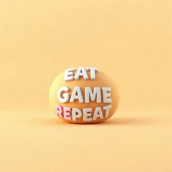Satirische Illustration: Eat Sleep Game Repeat