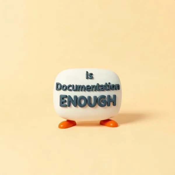Satirische Illustration: The Code Is Documentation Enough Becher
