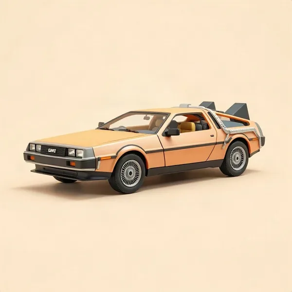 Satirische Illustration: Zurück in die Zukunft Modellauto DeLorean 1/32