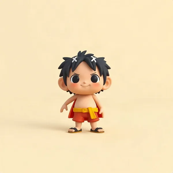 Satirische Illustration: One Piece Spardose im Chibi-Stil