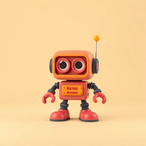 Satirische Illustration: Retro-Fensterputzroboter Pro 2024
